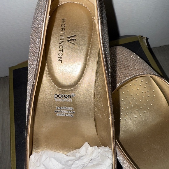 Worthington Close Toe Sparkling Gold Heels - Picture 3 of 5